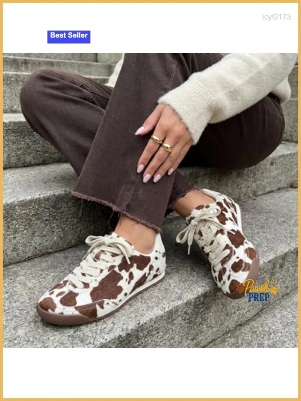 Cow Print Vegan Suede Lace-Up Sneakers with Memory Foam
